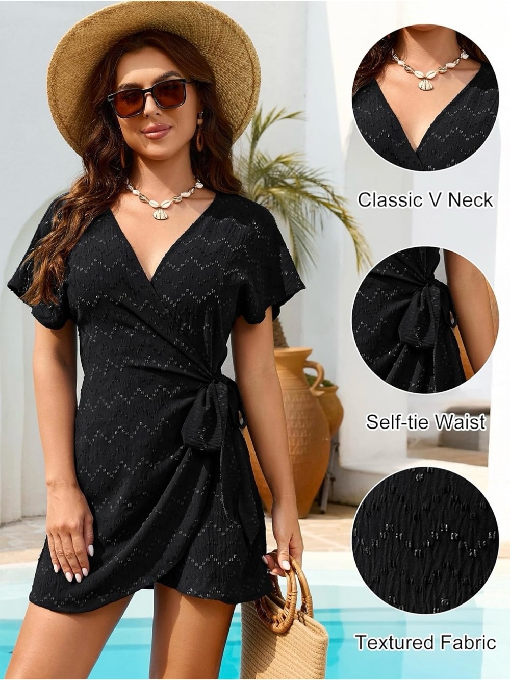 Blooming Jelly V Neck Swimsuit Wrap Around Cover Up. - Picture 4 of 8
